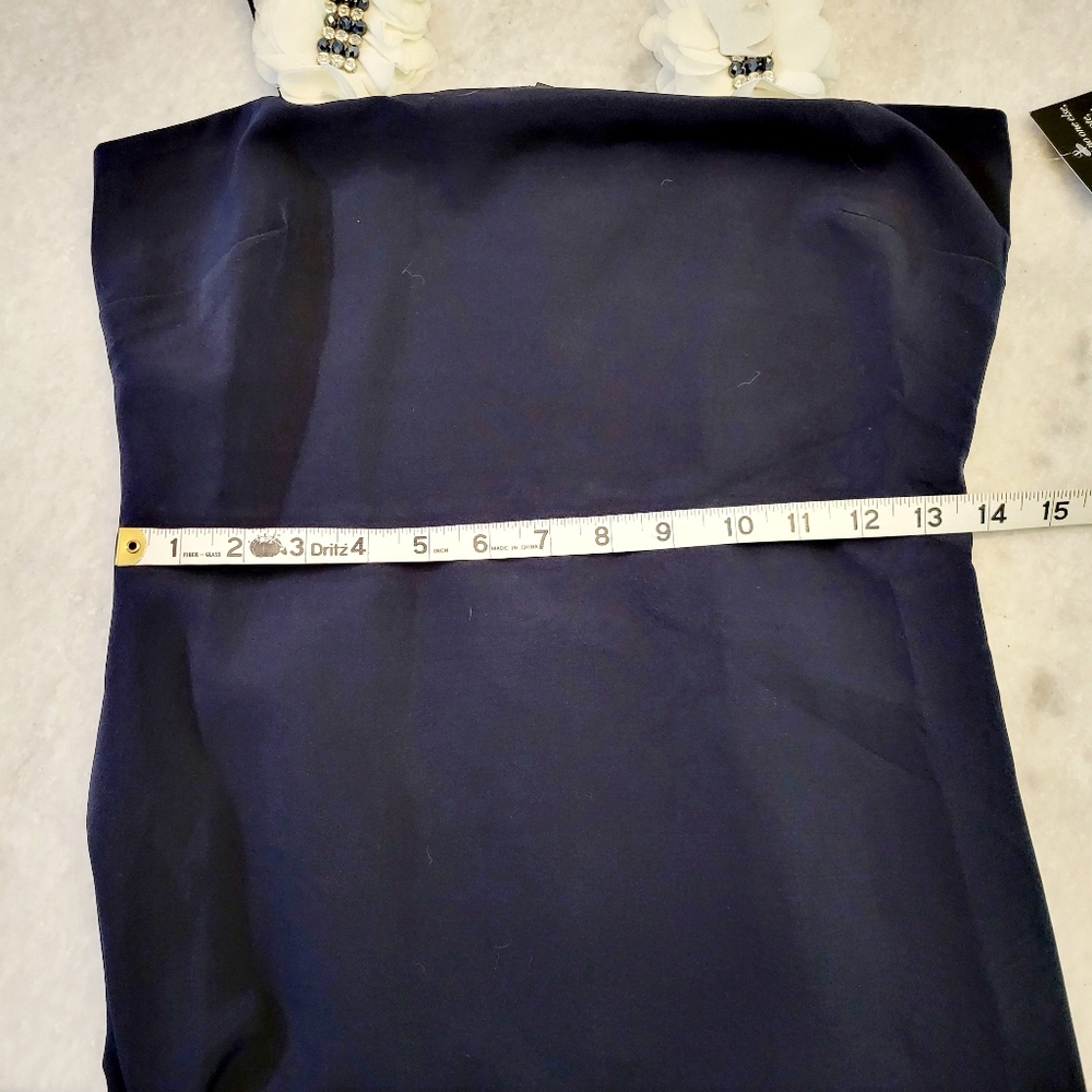 NWT Alexia Admor Navy Size 2 Flutter Hem Midi Dress with Embellished Straps - Picture 14 of 15